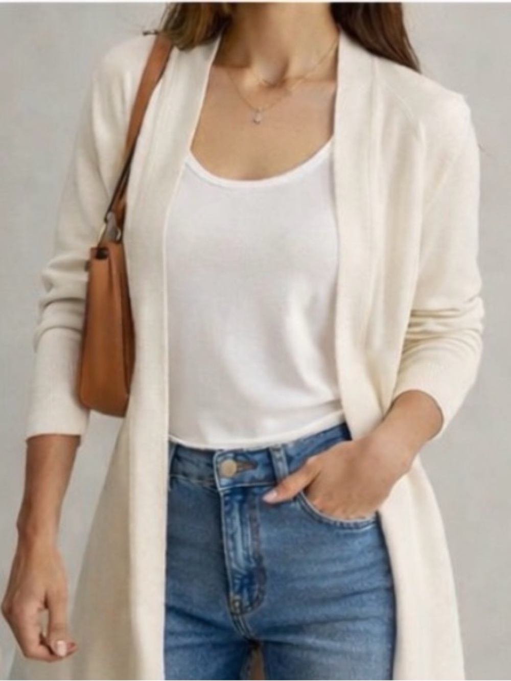 Banana Republic Cream Open-Front Cardigan